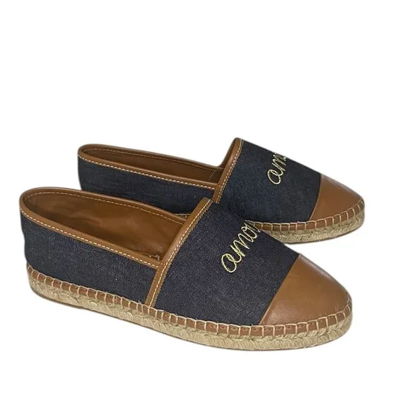 Cinq a Sept Jenna Denim Espadrille Flats European Size 39 / US 8.5 NWOT - Picture 5 of 10